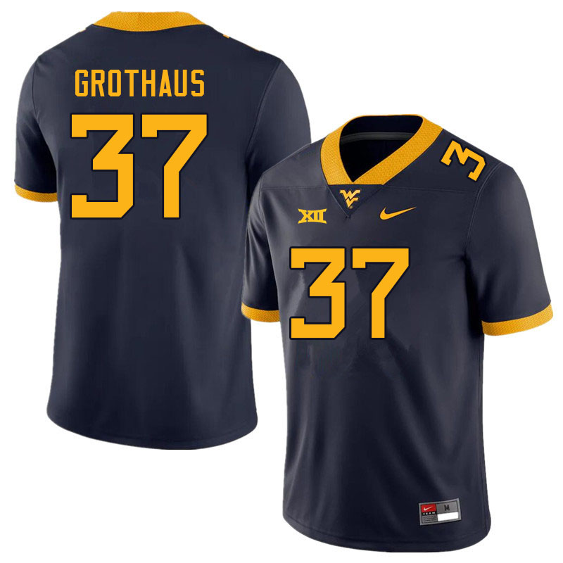 Men #37 Parker Grothaus West Virginia Mountaineers College Football Jerseys Sale-Navy - Click Image to Close
